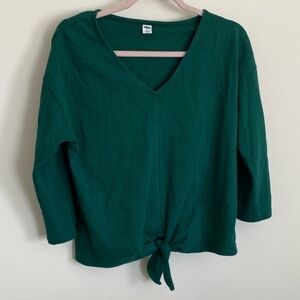 Old Navy Green V-Neck Blouse